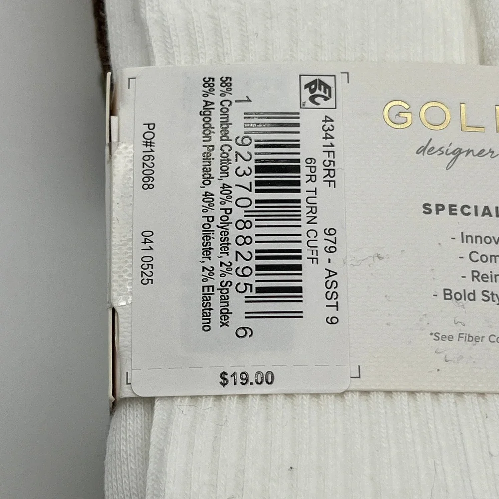Gold Toe Socks Womens 6-9 Multi Turn Cuff Designer Collection 6 Pair 4341F5RF